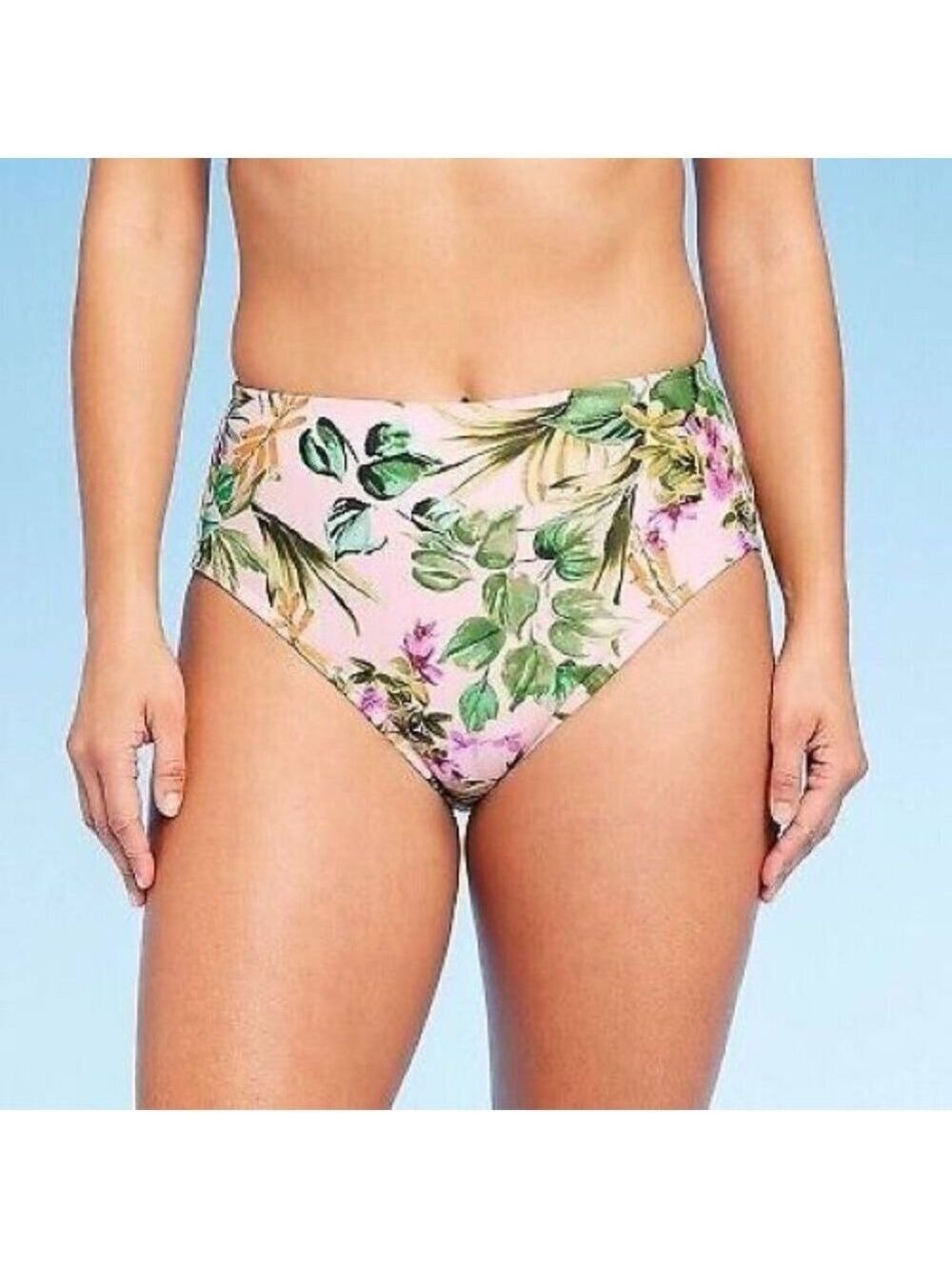Botanical Floral Print Bikini Bottom - Kona Sol Light Pink Large